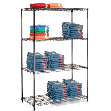 Black Epoxy, 5 Tier, Wire Shelving Starter Unit, 48W X 14D X 63H